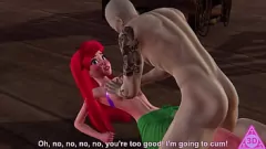 Expliciete pijp- en handjob-gameplay van Hentai prinses Ariel